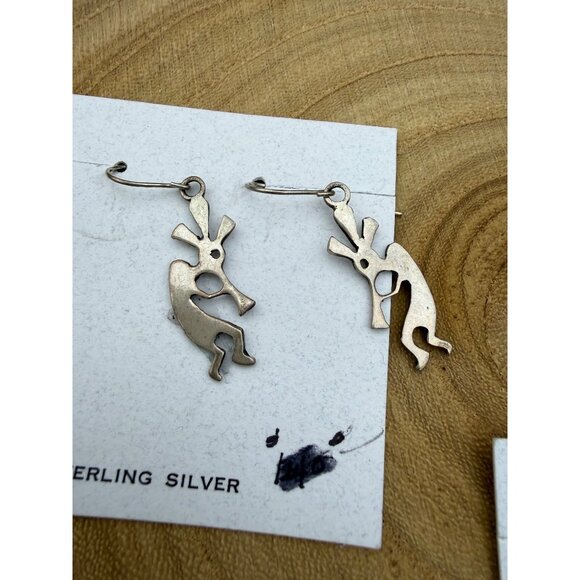 Lot of 2 Sterling Silver Artisan Western Statement Earrings Concho & Kokopelli - Picture 7 of 9